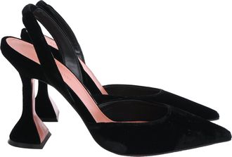 Amina Muaddi Holli 95 Slingback Pumps in Black Velvet