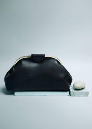 Mango Borsa pochette grande dettagli metallo cioccolato - Donna - Taglia unica - MANGO