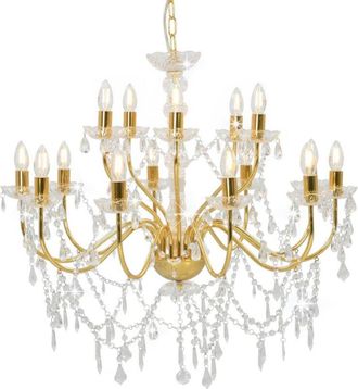 vidaXL Chandelier 2-layer Golden 15 x E14 Bulbs Vidaxl