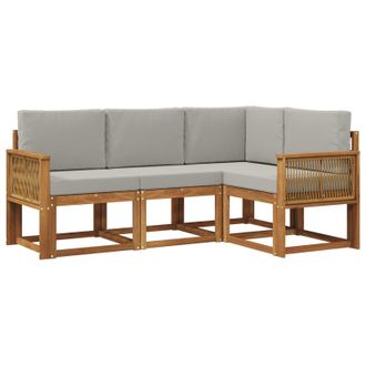 vidaXL Conjunto De Sof&aacute;s De Exterior 4 Pcs Natural Y Gris Claro Vidaxl