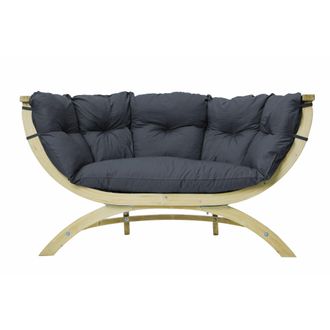 Amazonas Sandals Amazonas Globo Siena Due 2-Seater Wooden Garden Sofa - Premium Agora Fabric Cushions - 200kg in Grey