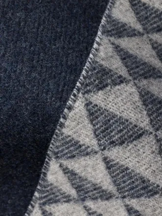 Prada Symbole double jacquard fringed scarf - women - Wool/Cashmere - One Size - Grey