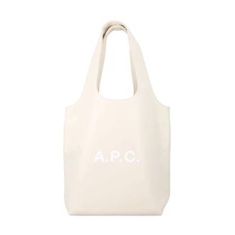 A.P.C. Tote Bags, female, Beige, Size: ONE SIZE Top Handle Logo Print