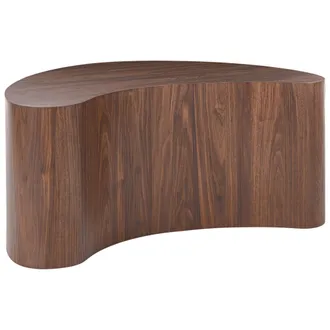 Beliani Mesa De Centro Moderna De Mdf Chapa De Papel Con Forma De Ri&ntilde;&oacute;n Sala De Estar Marr&oacute;n Oscuro Bilpa
