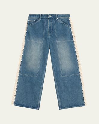 Sea New York Stasia Crochet-Trim Utility Jeans