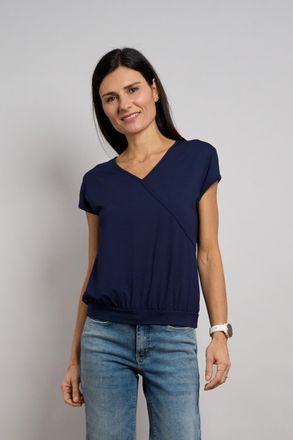 Seidel Moden T-Shirt SEIDEL MODEN Otto exclusiv, Damen, Gr. 34, navy, Jersey, Obermaterial: 94% Viskose, 6% Elasthan, unifarben, tailliert h&uuml;ftlang, V-Ausschnitt, 
