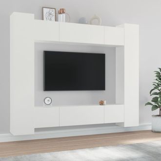 vidaXL Vidaxl - Set De Muebles Para Tv 8 Piezas Madera Contrachapada Blanco