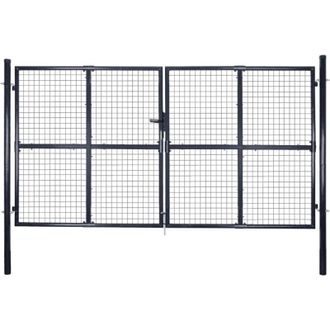 vidaXL Vidaxl - Cancello per Giardino Rete in Acciaio Zincato 289x200 cm Grigio