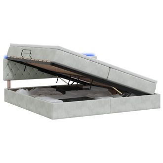 vidaXL Letto Con Contenitore Led E Materasso Grigio Chiaro Vidaxl