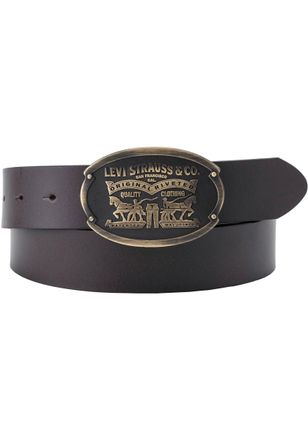 Levi's Lederg&uuml;rtel LEVIS Billy Plaque Belt, Damen, Gr. 95, braun (schwarz braun), Rindsleder, G&uuml;rtel Lederg&uuml;rtel, mit markanter Koppelschliesse