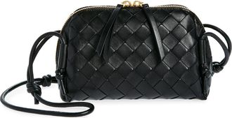 Bottega Veneta Mini Concert Intrecciato Leather Crossbody Bag in 8425 Black-Gold at Nordstrom