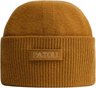Patou Accessories, female, Brown, ONE SIZE, Brown Wool Cashmere Beanie Autumn Leaf