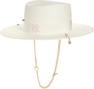 Ruslan Baginskiy Woven Straw Gambler Hat in White at Nordstrom, Size Large
