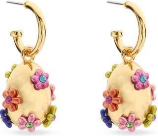 Kurt Geiger Floral Egg Drop Huggie Hoop Earrings in Multi at Nordstrom Rack