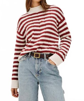 Rails Corrine Long Sleeve Striped Sweater In Ivory/russet