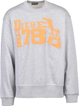 Diesel Grey/Orange Cotton Mens Crewneck Sweatshirt