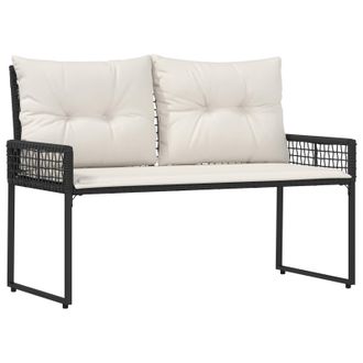 vidaXL Banco De Exterior Con Coj&iacute;n Negro Y Crema 118 X 55 X 82 Cm Vidaxl