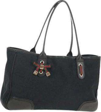 Gucci Pre-owned Tote Bags, female, Black, Size: ONE SIZE Pre-owned Vintage GG Canvas Tote Bag