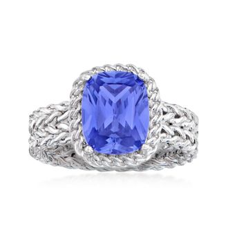 Ross-Simons Simulated Tanzanite Basketweave Ring in Sterling Silver