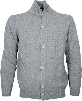 Cashmere Company Kabelgebreid Slim Fit Vest - Heren - Vesten - Grijs - 3XL - Wol - Truien & Vesten
