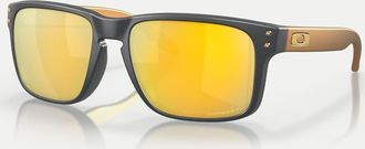 Oakley Holbrook - Occhiali da sole squadrati nero opaco con lenti a specchio color oro polarizzate