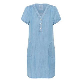 Part Two Lichtblauwe Denim Jurk met V-hals - Dames - Korte kleedjes - Blauw - 2XS - Denim - Kleedjes