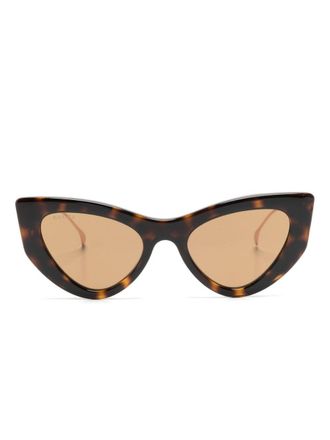Gucci Occhiali da sole cat-eye con effetto tartarugato - Marrone