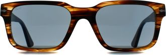 Persol Rectangle Mens Striped Black & Brown Light Blue PO3272S - One Size