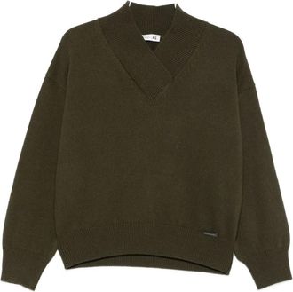 Manzoni24 Maglione con scollo a V - Verde