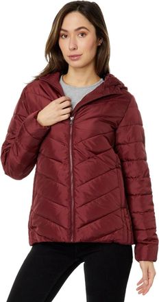 U.S.Polo Association U. S. Polo Assn. Puffer Jacket Womens Burgundy Chevron Quilted Full Zip FROG787