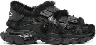 Balenciaga faux-fur Track sandals - unisex - Other fibres - 39 - Black