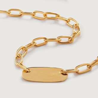 Monica Vinader Gold ID Necklace Adjustable 46cm/18