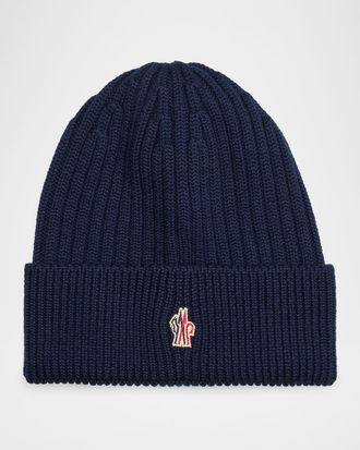 Moncler Mens Ribbed Wool Beanie