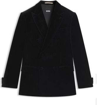 BOSS Slim-fit jacket in cotton velvet