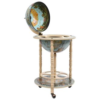Berkfield Home Globe Bar Wine Stand Eucalyptus Wood Blue