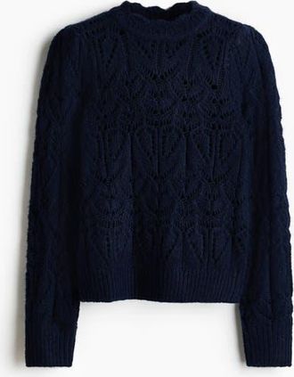 H&M Pointelle-knit Jumper in Navy Blue at Nordstrom, Size Xx-Large