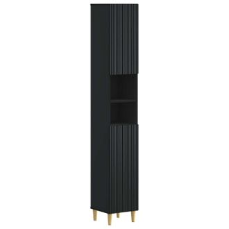 vidaXL Armario De Ba&ntilde;o Con Estante Abierto Arnhem Negro Vidaxl