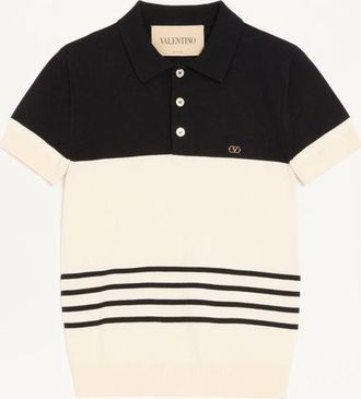 Valentino Valentino wool polo shirt with VLogo Man BUTTER/BLACK XL