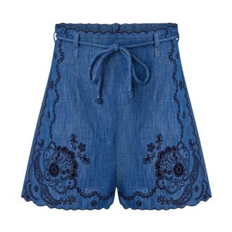 Zimmermann Shorts in denim ricamato Aster - - Shorts - Donna - Blu - S