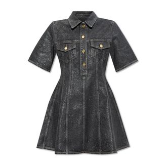 Ganni Short Dresses, female, Black, Size: XS Flared Denim Dress