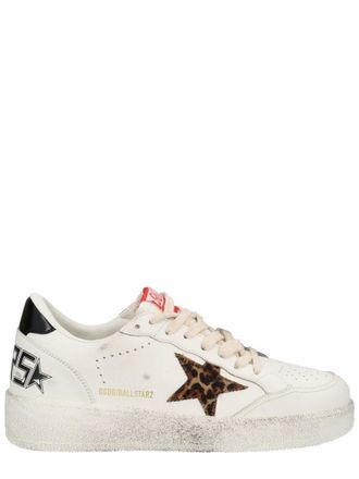 Golden Goose Ballstar Distressed White Cow Leather Sneakers