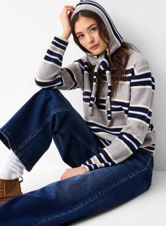 Twik Womens Stripes sweater and cap set