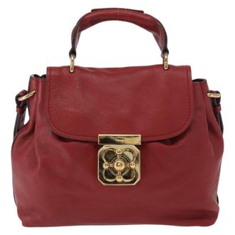 Chlo&eacute; Elsie Convertible Satchel Leather Red Leather Handbag (Pre-Owned)