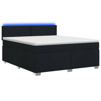 vidaXL Letto Con Box Spring, Materasso E Led Nero 140 X 190 Cm Tessuto Vidaxl