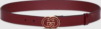 Gucci Belt With Interlocking G Buckle, Bordeaux, Leather