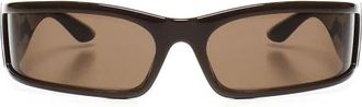 Balenciaga Rechthoekige Zonnebril - Heren - Zonnebrillen - Bruin - ONE Size - Nylon - Accessoires