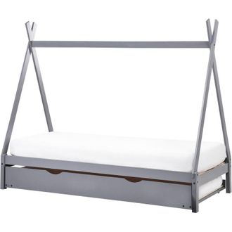 Beliani Cama Nido Infantil De Madera De Pino Con Somier De L&aacute;minas Y 90 X 200 Cm Gris Talmontiers