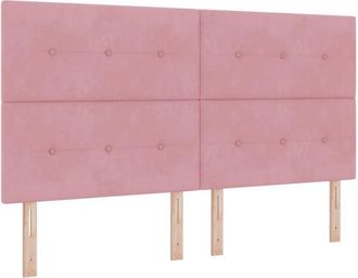 vidaXL Cabecero Con Luces De Tiras Led Ajustable Rosa 90 Cm Terciopelo Vidaxl