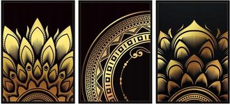 OEM P&oacute;sters Con Im&aacute;genes Enmarcadas 53x73cm Tr&iacute;ptico Conjunto De 3 Cuadros Mandala Set P592