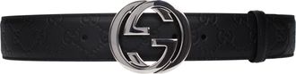 Gucci Herrens G&uuml;rtel aus schwarzem Leder